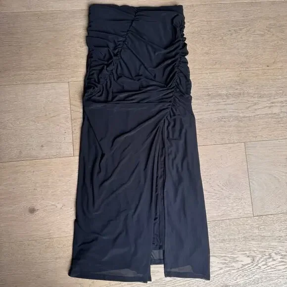 House of Harlow 1960 Black Ruched Mesh MIDI Skirt size XS - Picture 4 of 10